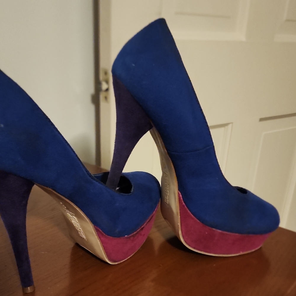 Brash Blue and Purple Heels with Tall Elegant Design